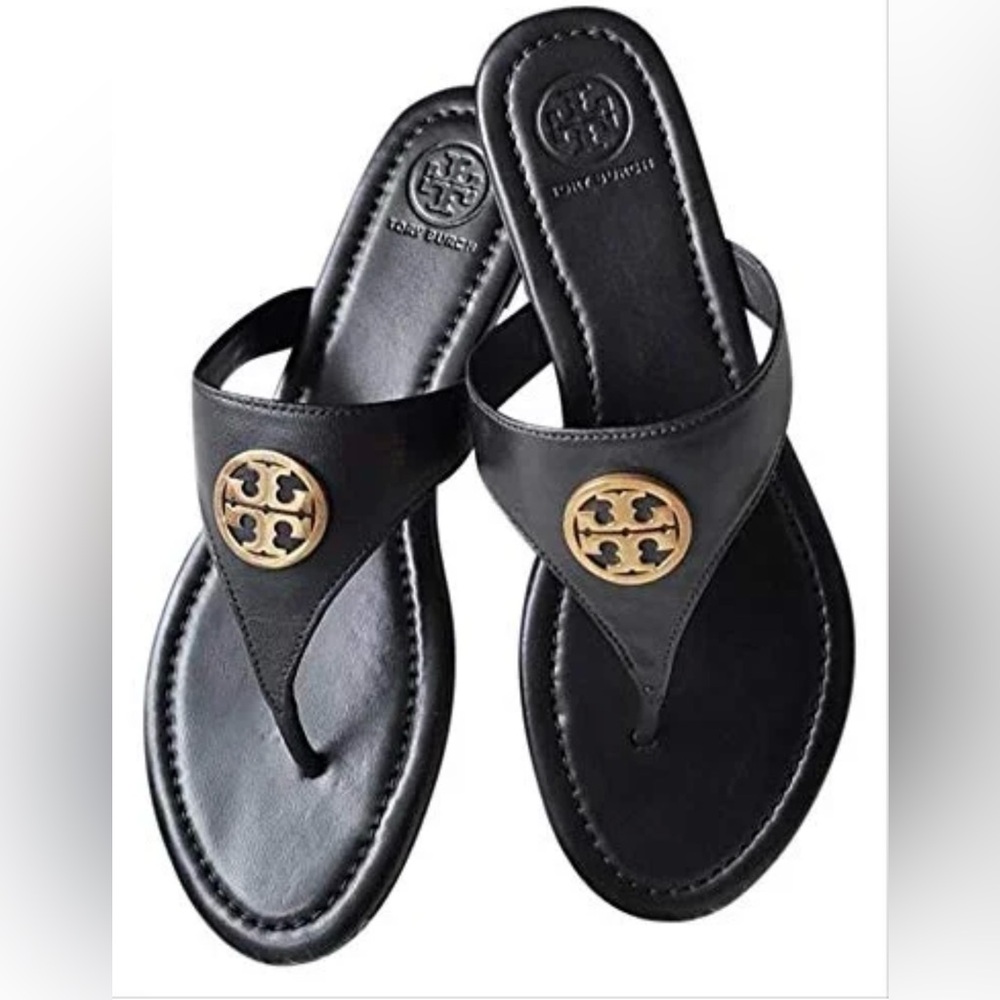 Tory Burch Black and Gold Women's Sandals